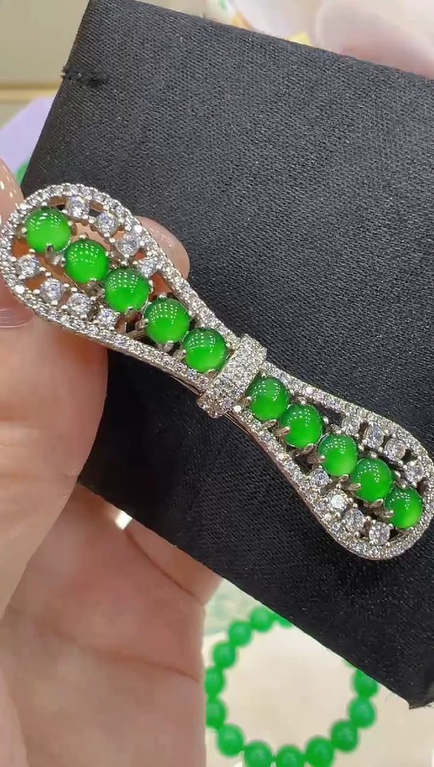 翡翠银S925镶嵌发饰多样性团购发一件