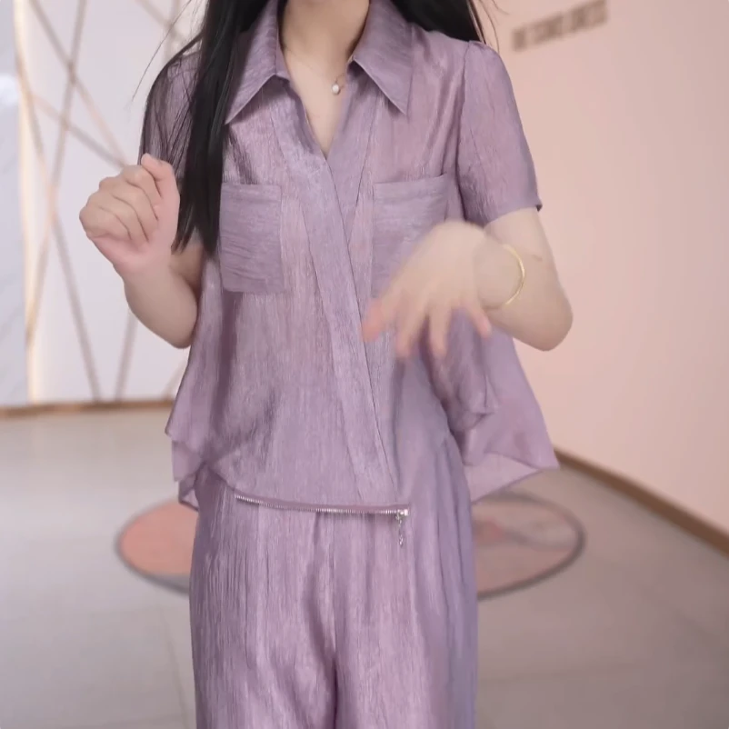 【两件套】夏季时尚女神修身洋气宽松气质休闲百搭显瘦减龄女装套裤