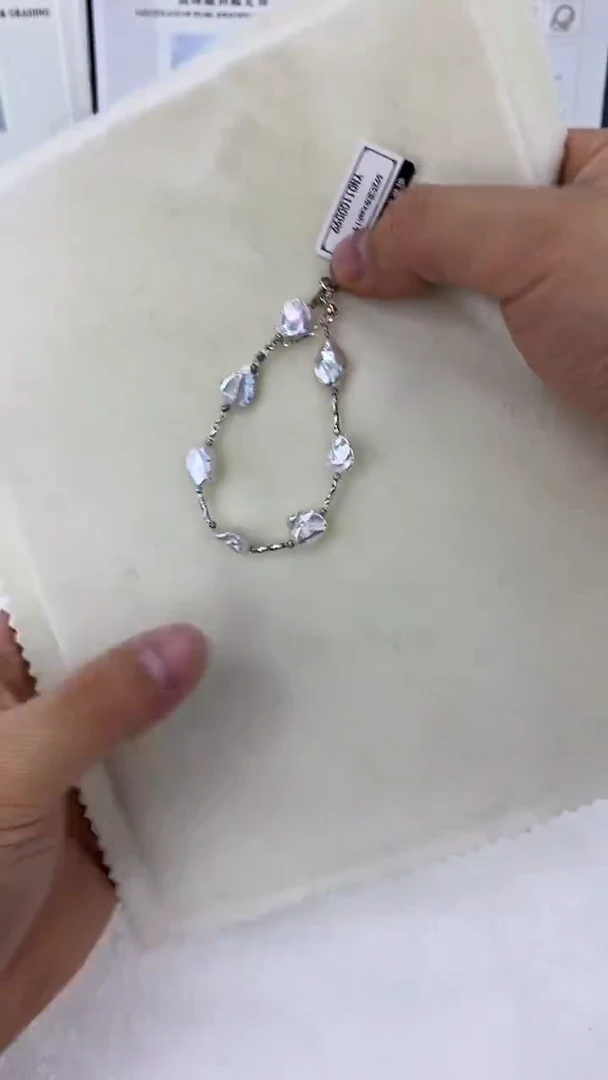 银S925镶嵌DA淡水珍珠KESHI手链 YN011