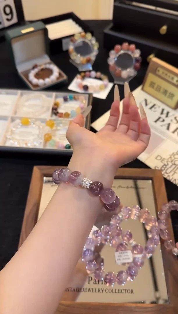 合金手链水晶紫兔毛x3196