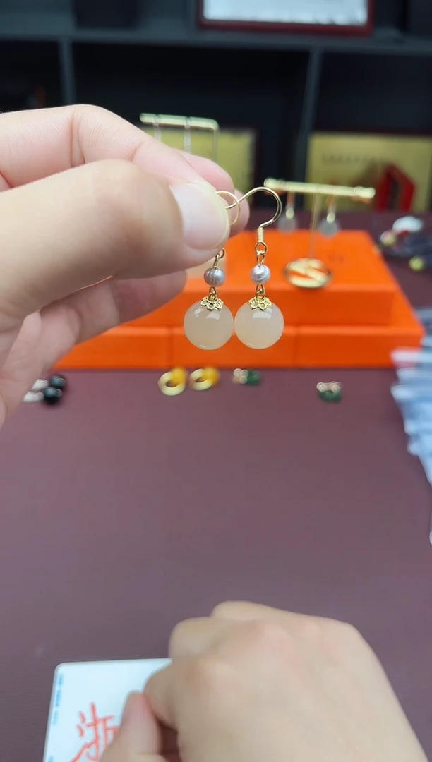 玛瑙/玉髓耳饰银S925镶嵌218000