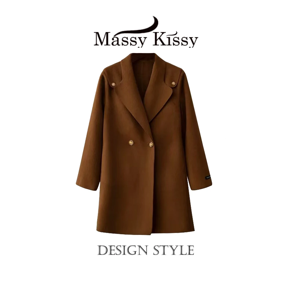 2025春秋高品质双面毛呢大衣女中长款百搭气质大衣外套029