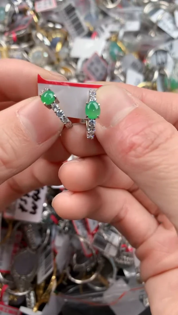 银S925镶嵌戒指翡翠222   1