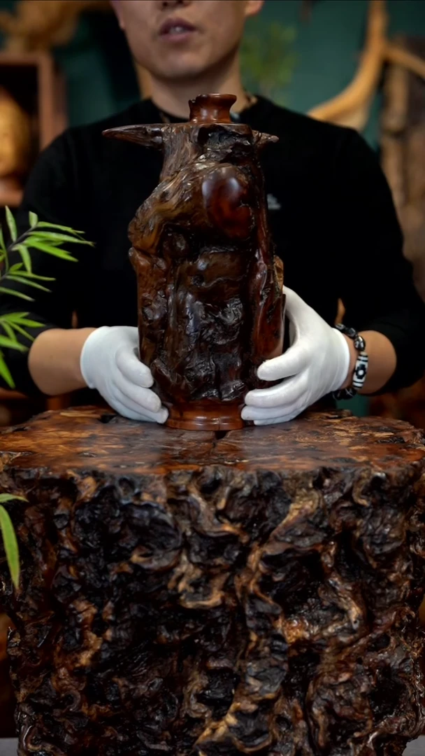 木雷击枣木小口瓶