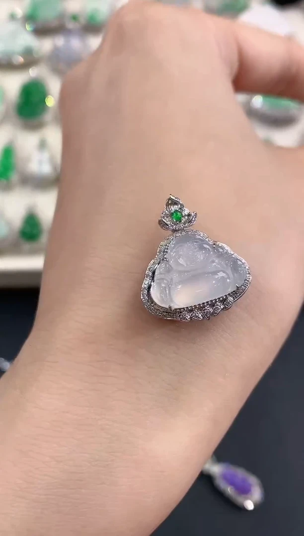 翡翠18K金镶嵌吊坠(不含链)C5