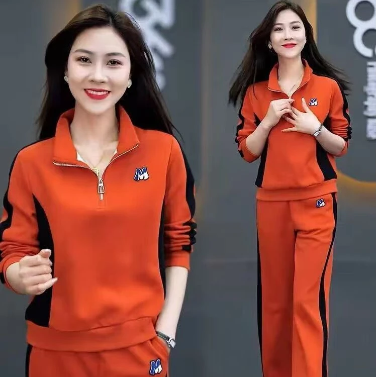 休闲时尚套装女时髦半拉链卫衣2025春秋新款洋气减龄运动服两件套