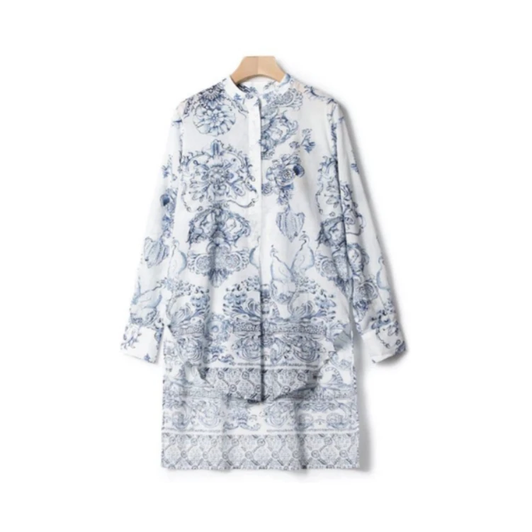 【霄霄形象美学】国风青花瓷长袖衬衫CS225843