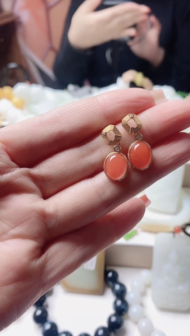 未镶嵌耳钉玛瑙/玉髓耳钉