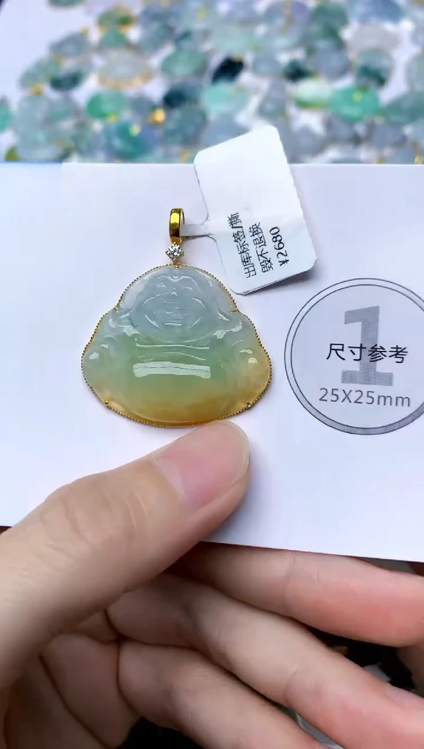 颈饰18K金镶嵌翡翠天然A货翡翠