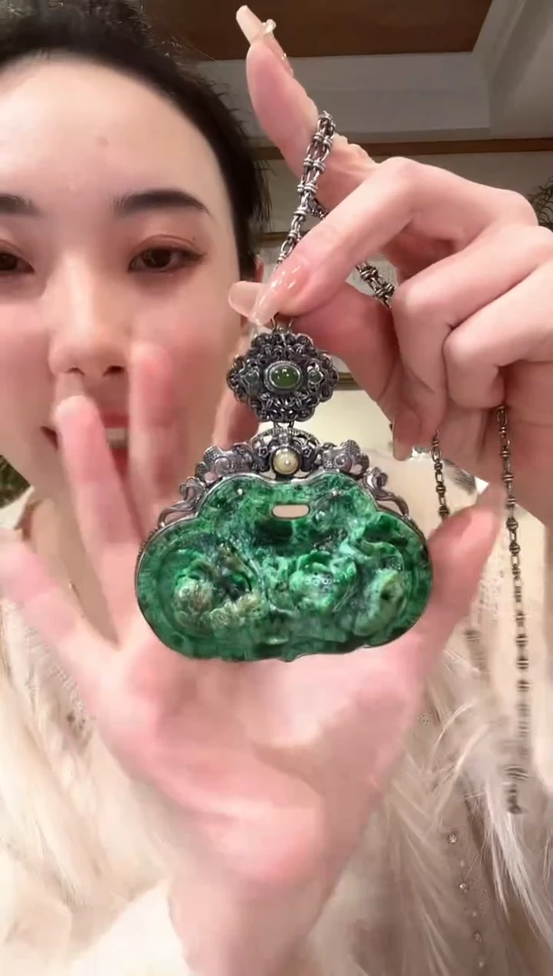 【闪购商品】翡翠颈饰银S925镶嵌国风