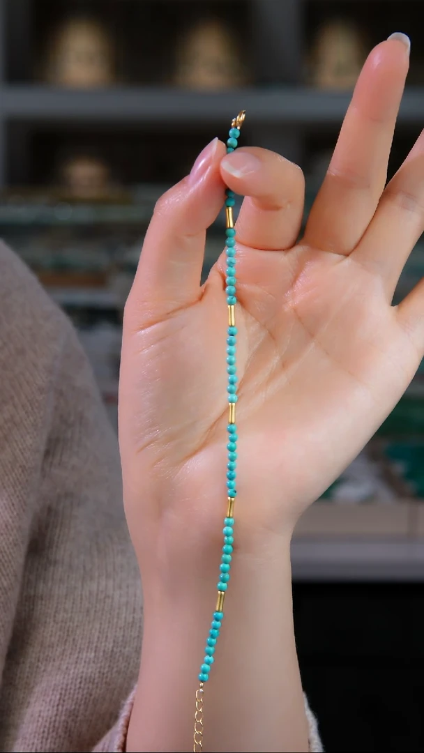 银S925镀金镶嵌绿松石手链多样性发货