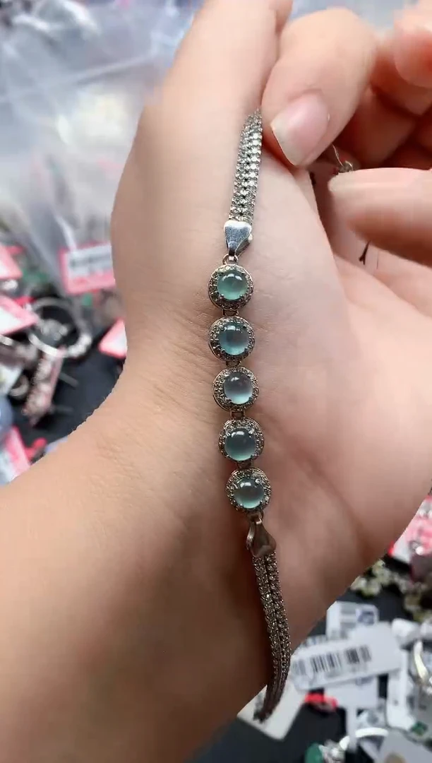 银S925镶嵌戒指翡翠天然A货缅甸翡翠