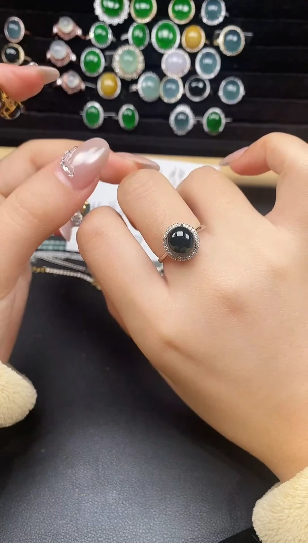 银S925镶嵌戒指翡翠32655