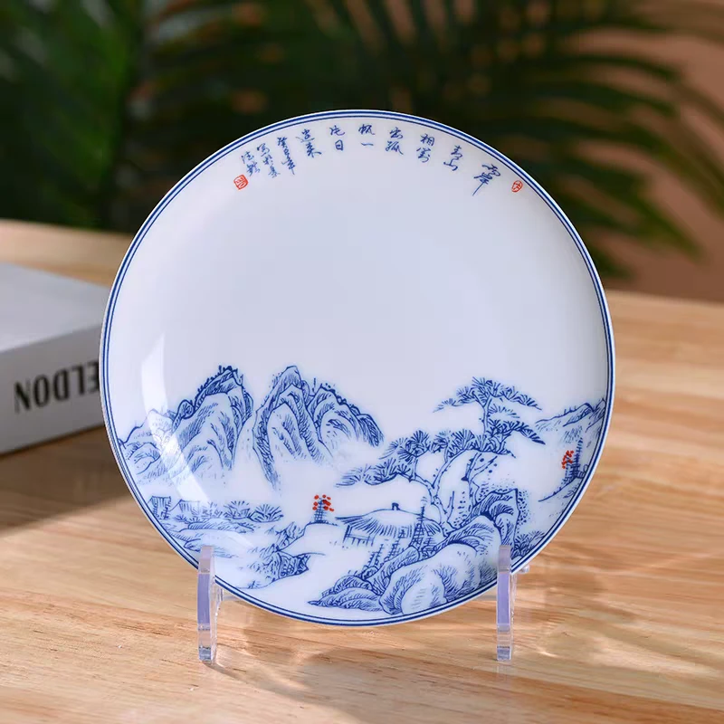 正宗景德镇釉下彩青花高温陶瓷菜盘碟子中式家用深盘浅盘汤盘餐具