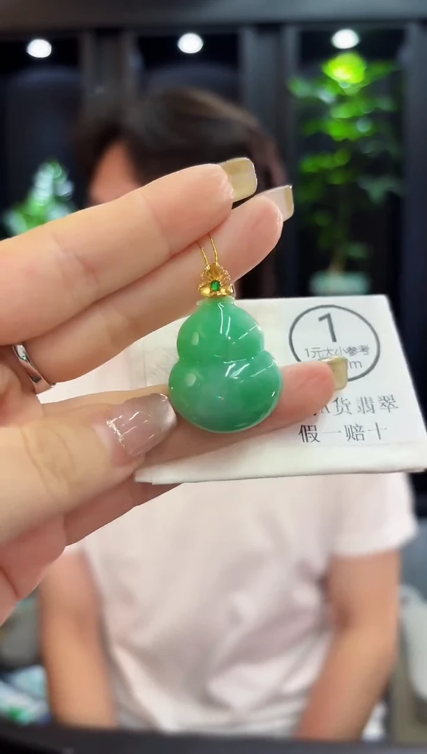 颈饰18K金镶嵌翡翠 缅料A货/支持复检/一件