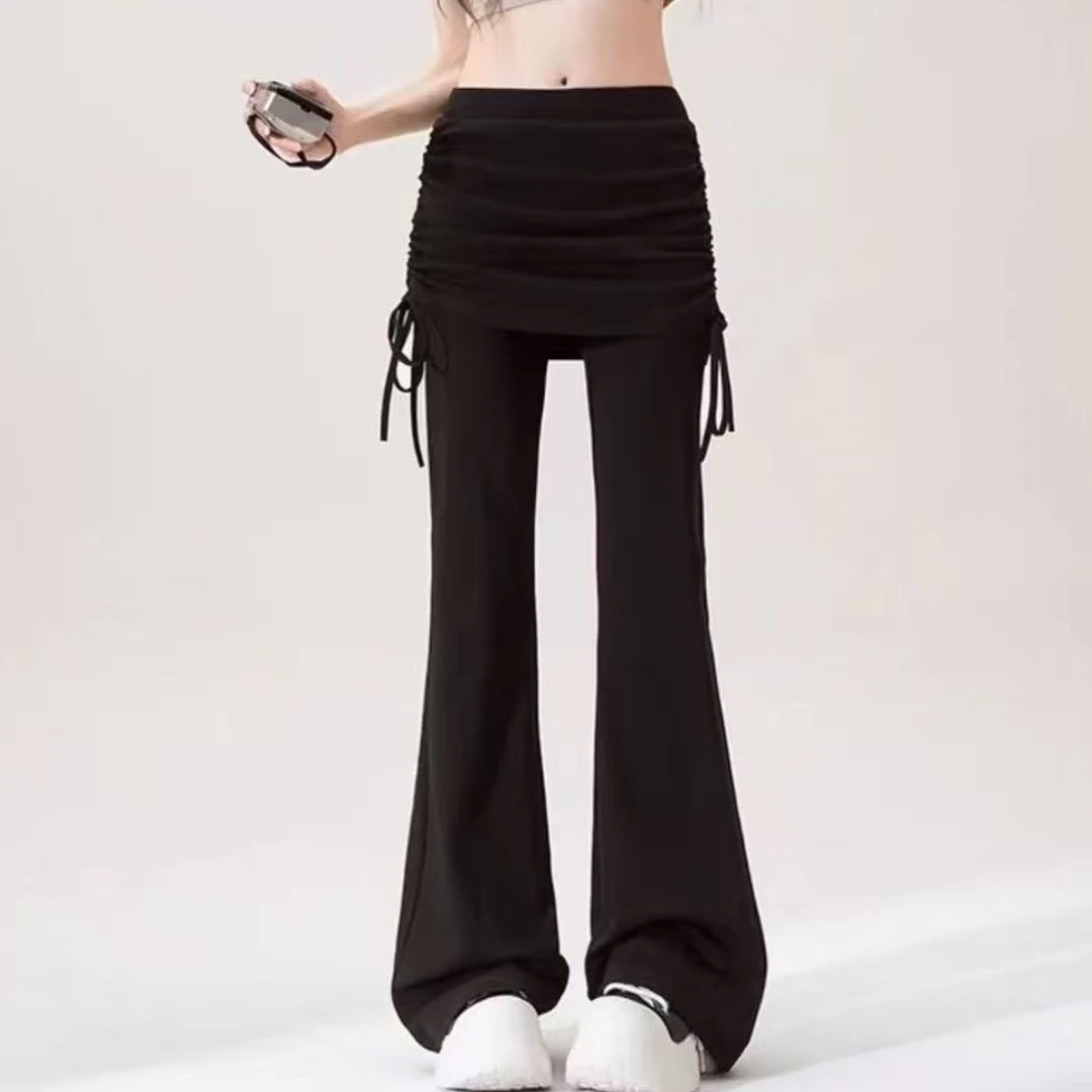 女款假两件微喇叭高腰运动健身阔腿裤子88393