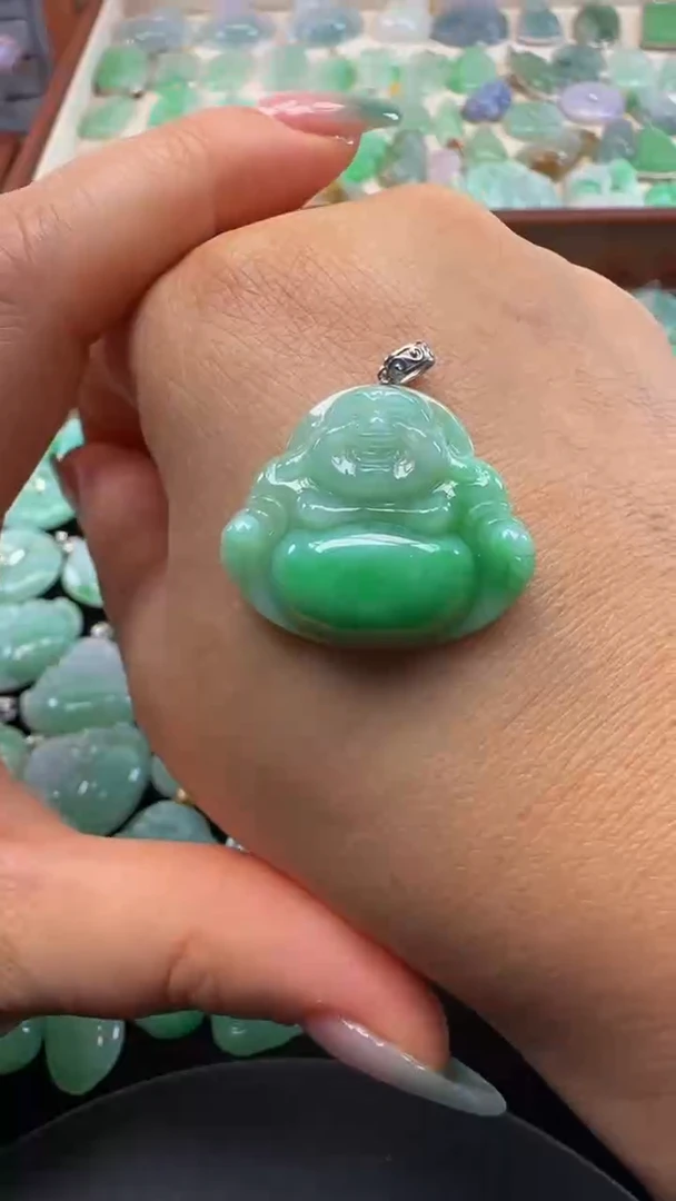 吊坠(不含链)18K金镶嵌翡翠金**宝佛公