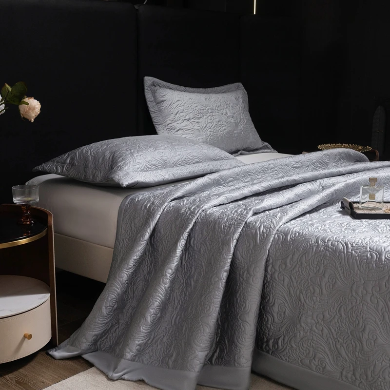 高级感欧式100支天丝床盖纯色软凉席四季款丝滑凉感轻奢床盖炕盖