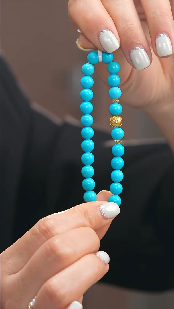 18K金镶嵌绿松石手串1