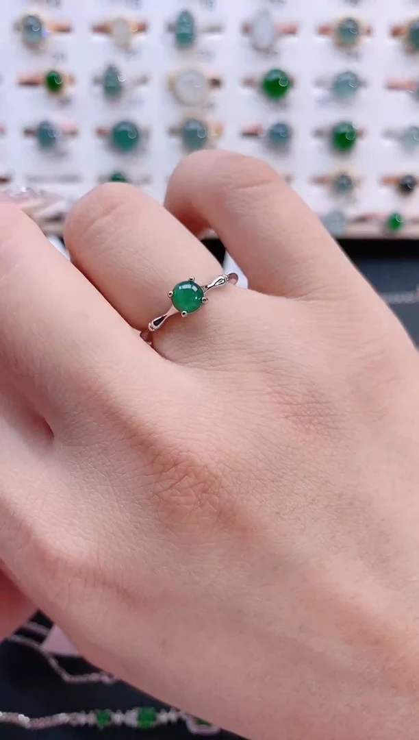 银S925镶嵌戒指翡翠天然翡翠