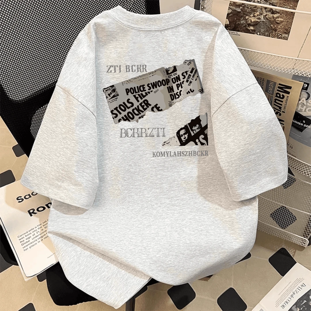 【重磅纯棉】夏季休闲男短袖t恤半袖百搭小众宽松设计感圆领韩版