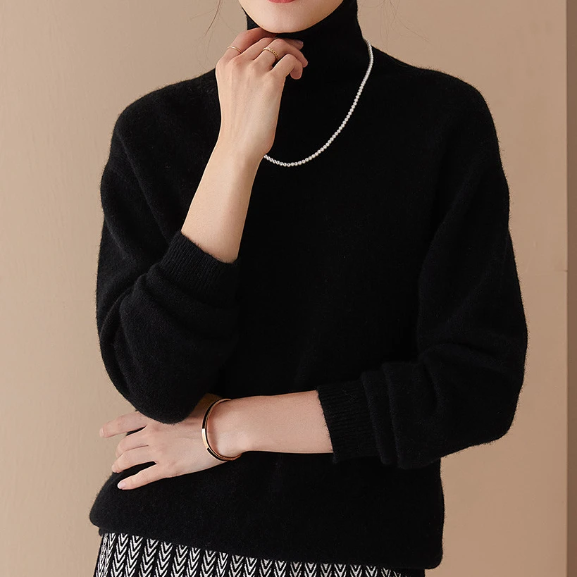 【御寒一号】纯羊毛高领纯色女式秋冬基础内搭女式针织衫 7050