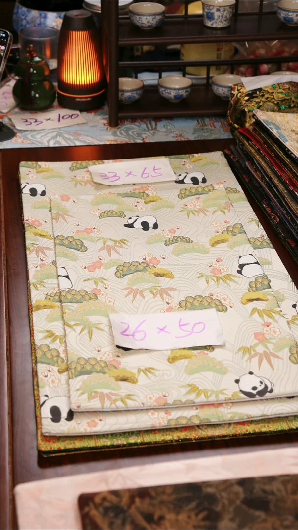 【熊猫双面】中国风干泡织锦茶席26*50