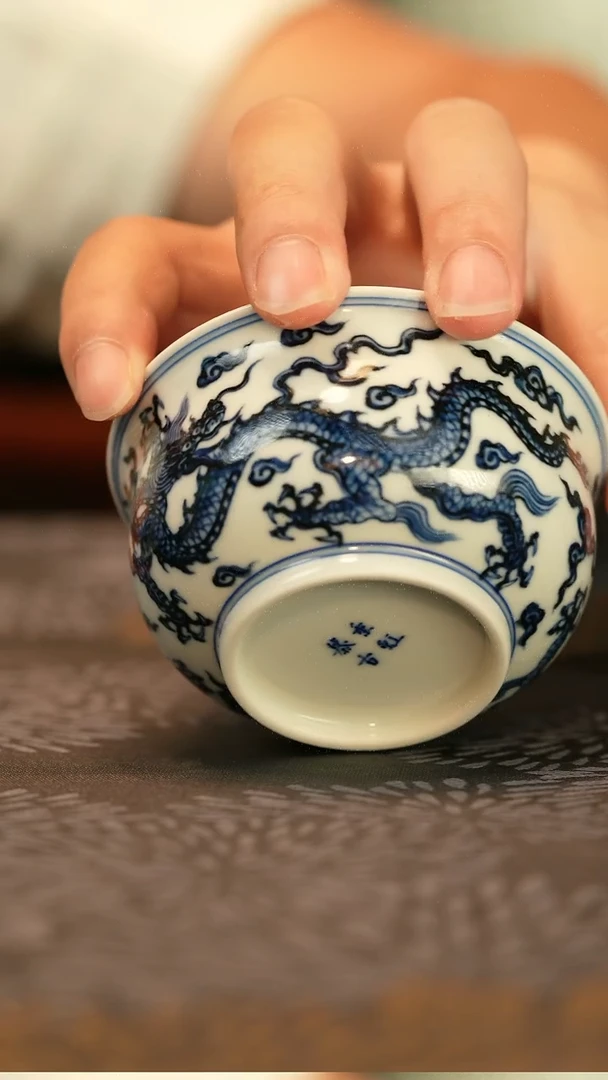 仿明青花双龙纹大炉式