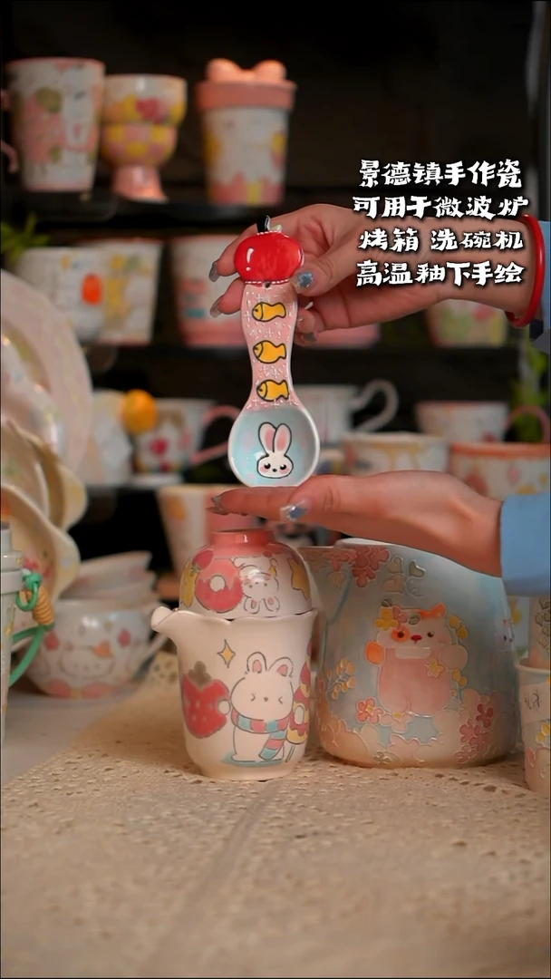可爱勺子立体高温釉下彩