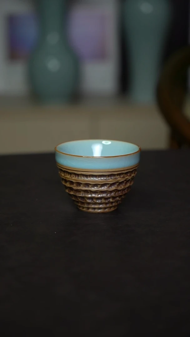 杯子瓷天青重工缸杯