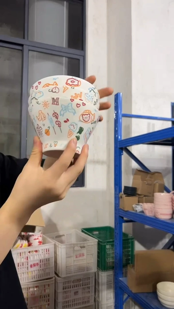 瓷汉堡兔5英寸斗笠米饭碗3个装