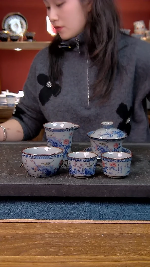 简装家用款5件套 老陶泥开片纹陶瓷茶具