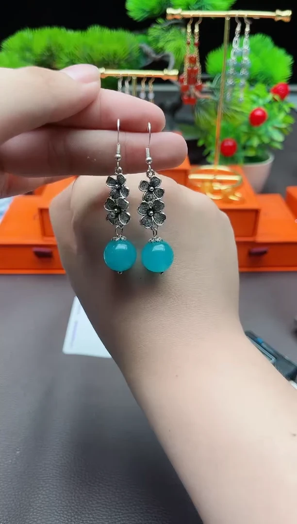 玛瑙/玉髓耳饰银S925镶嵌111