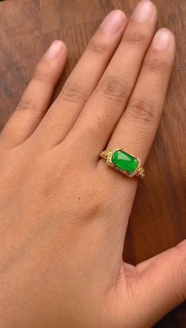 【闪购商品】翡翠戒指银S925镶嵌马鞍戒指