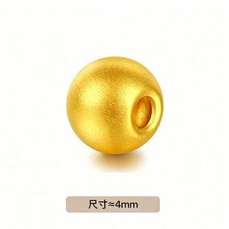 【老王黄金】足金卡4mm古法珠单颗（拍10颗赠合金链弹力绳）