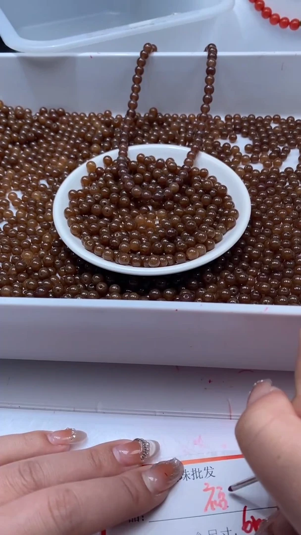 颈饰未镶嵌石英质玉w640糖色6mm*30颗