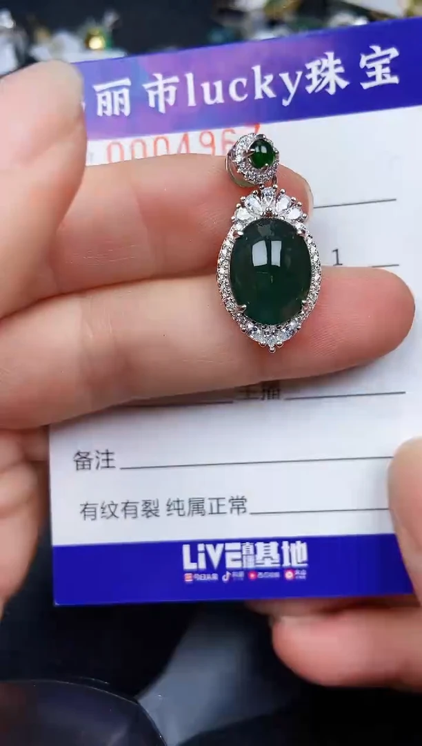 翡翠银S925镶嵌颈饰4967