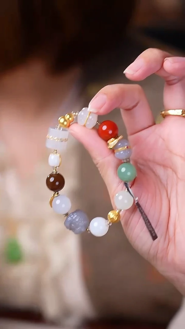 18K金镶嵌手串和田玉【小涵专属】