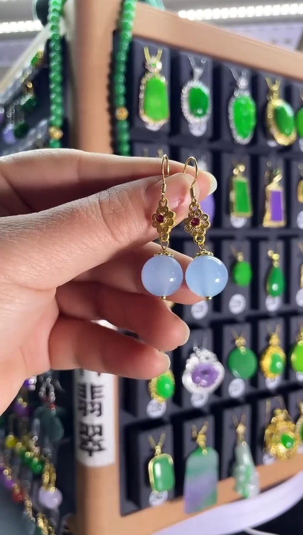 【闪购商品】翡翠耳饰银S925镶嵌535...