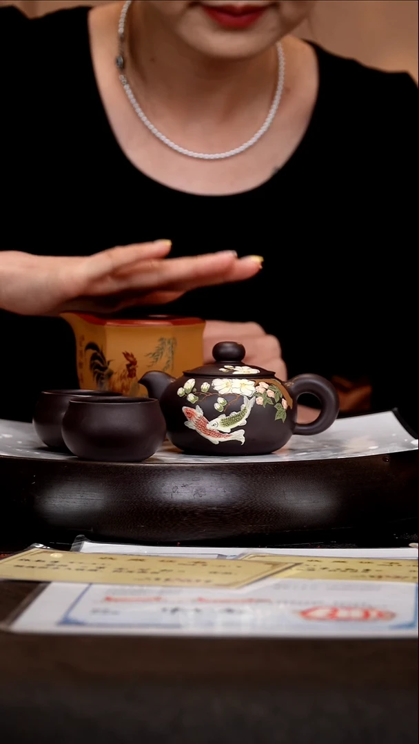茶壶紫砂ZCP54小芙蓉珠黑墩头180cc