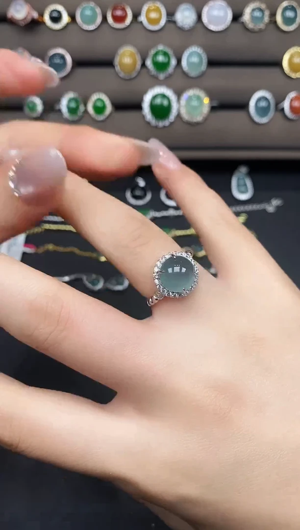 银S925镶嵌戒指翡翠3873