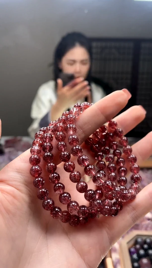 未镶嵌手串水晶【迎迎甄选】超七金草莓手串6mm多样性发一