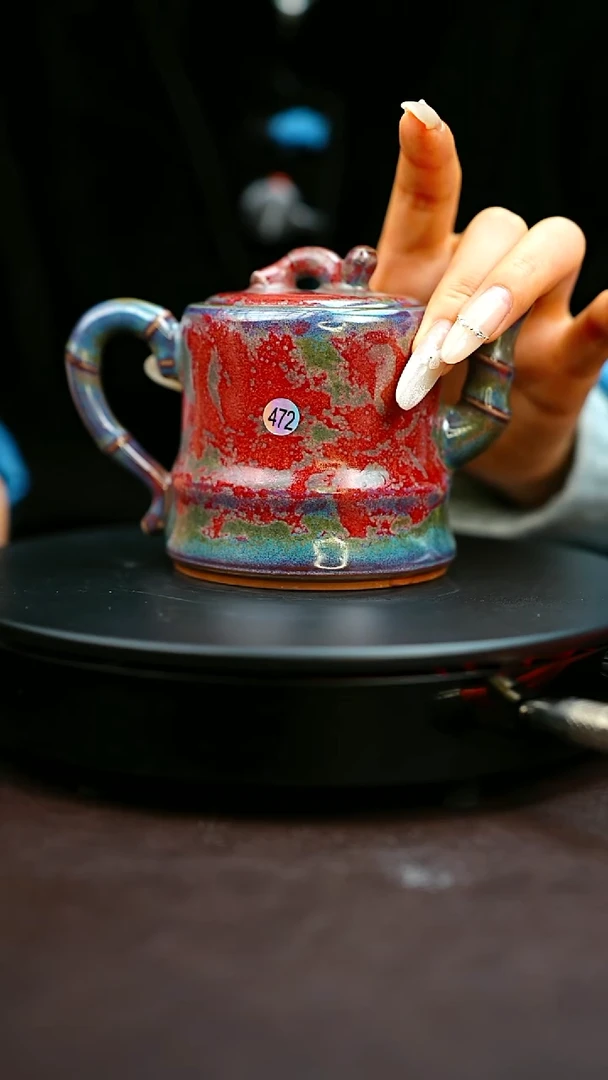 472#原矿钧瓷炉钧釉竹节壶