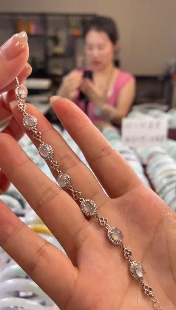 银S925镶嵌手链翡翠多样性发一