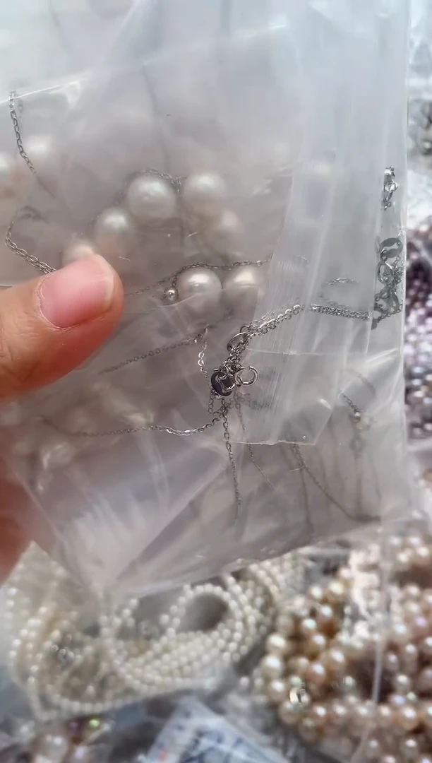 淡水珍珠银S925镶嵌套链多样性发其一，非无暇