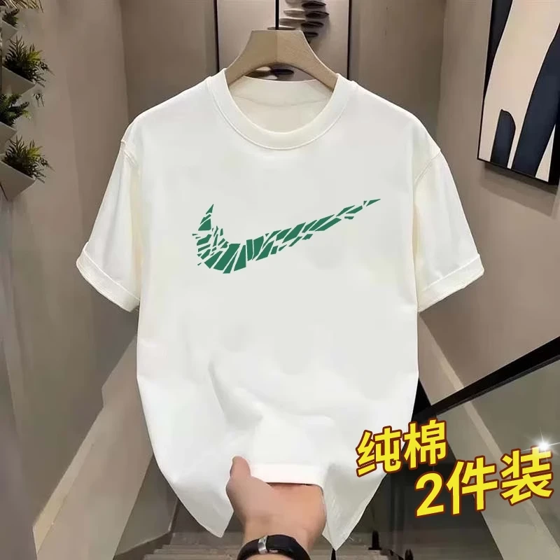 2025新款夏季纯棉短袖T恤圆领男女情侣宽松休闲运动上衣半袖百搭