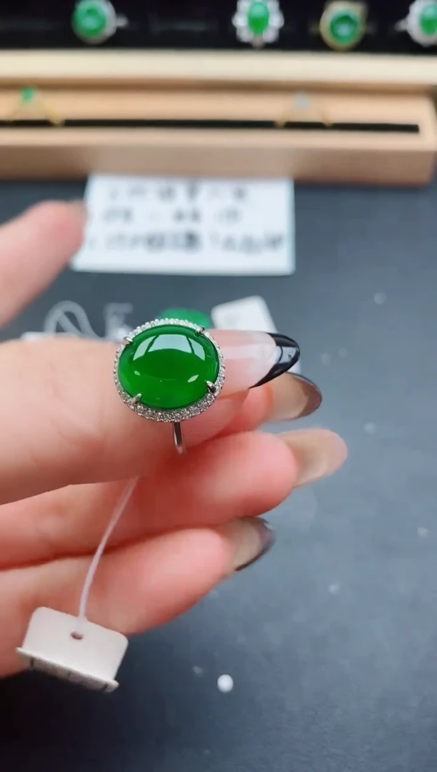 翡翠戒指银S925镶嵌508050