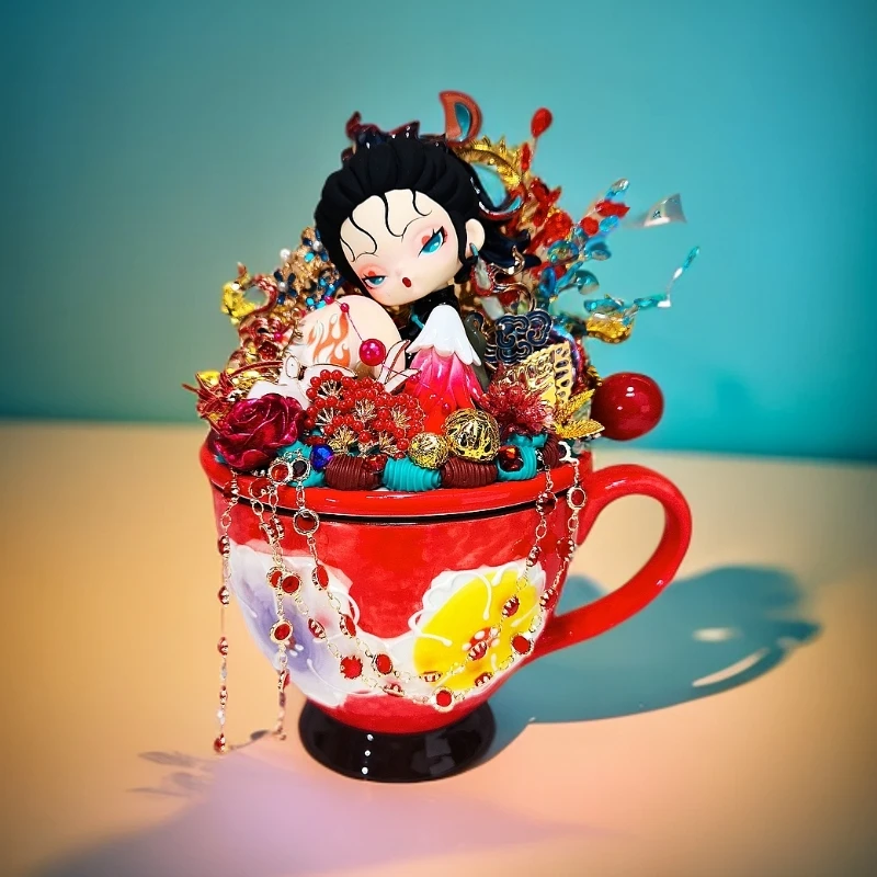 富婆【浮游山海整端】创意手工DIY可爱女孩定制奶油胶陶瓷摆件【6个】