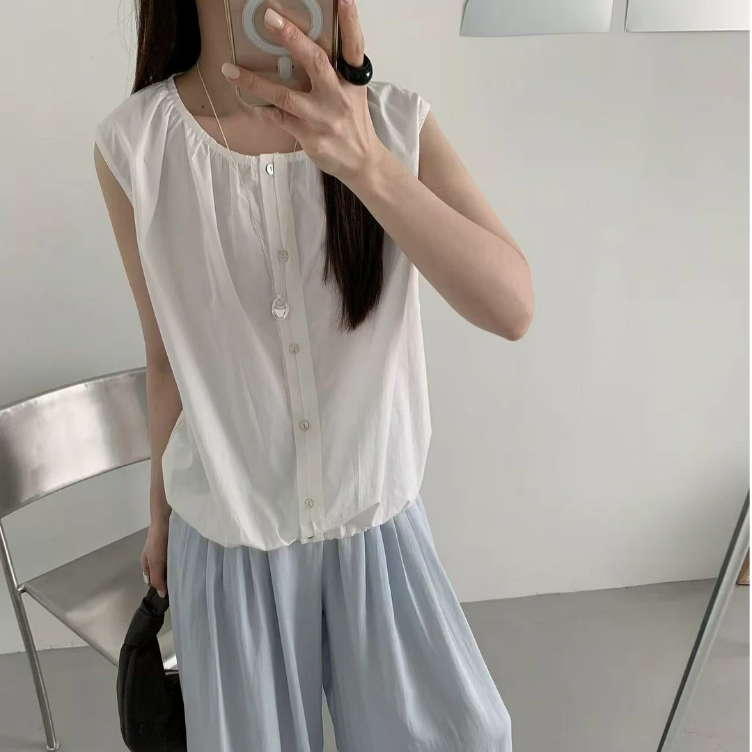 【香姐推荐】【825178】夏季时尚新款设计款无袖衬衣上衣