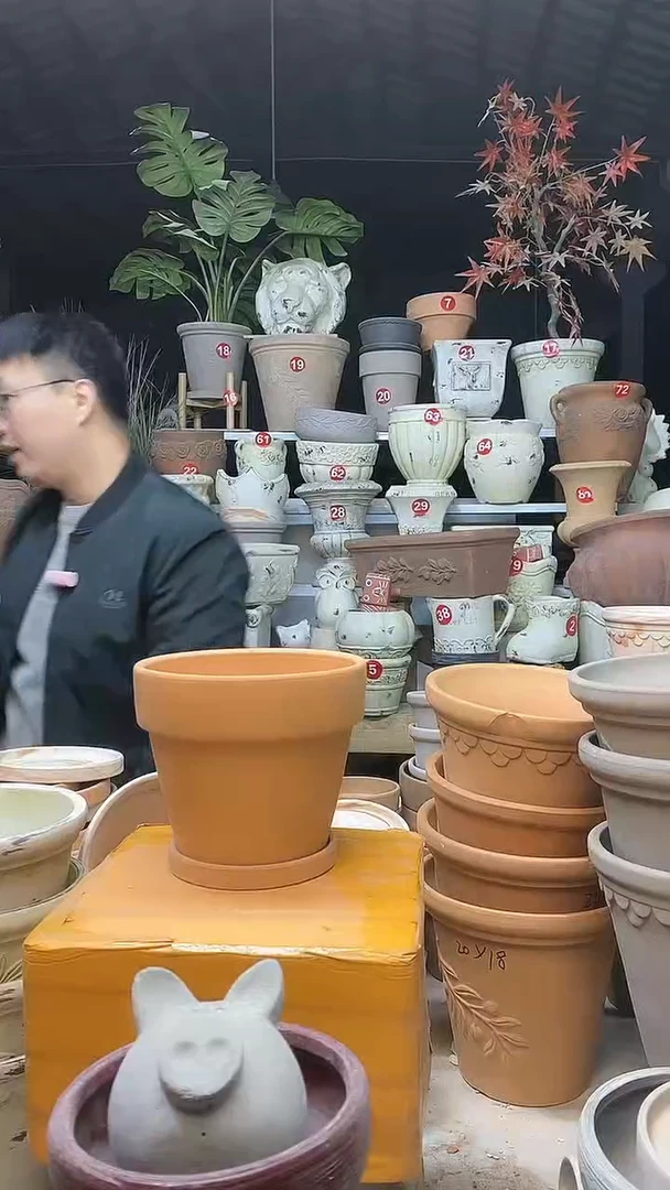 【闪购商品】缸3套16*13红陶反比例送陶土托